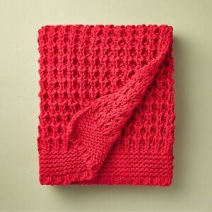50"x60" Cable Knit Chunky Throw Blanket Red - Hearth & Hand with Magnolia NEW